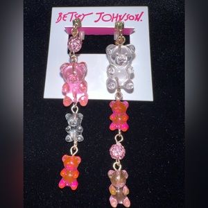 NEW Betsey Johnson Gummy Bear Dangle Crystal Bead Earrings